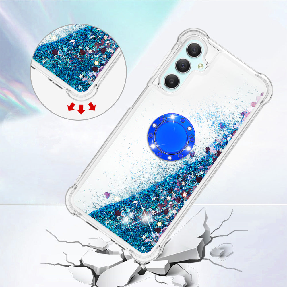 YB Quicksand Series-7 for Samsung Galaxy A24 4G Ring Kickstand Phone Case Flowing Liquid TPU Cover YB Quicksand Series-7 for Samsung Galaxy A24 4G Ring Kickstand Phone Case Flowing Liquid TPU Cover